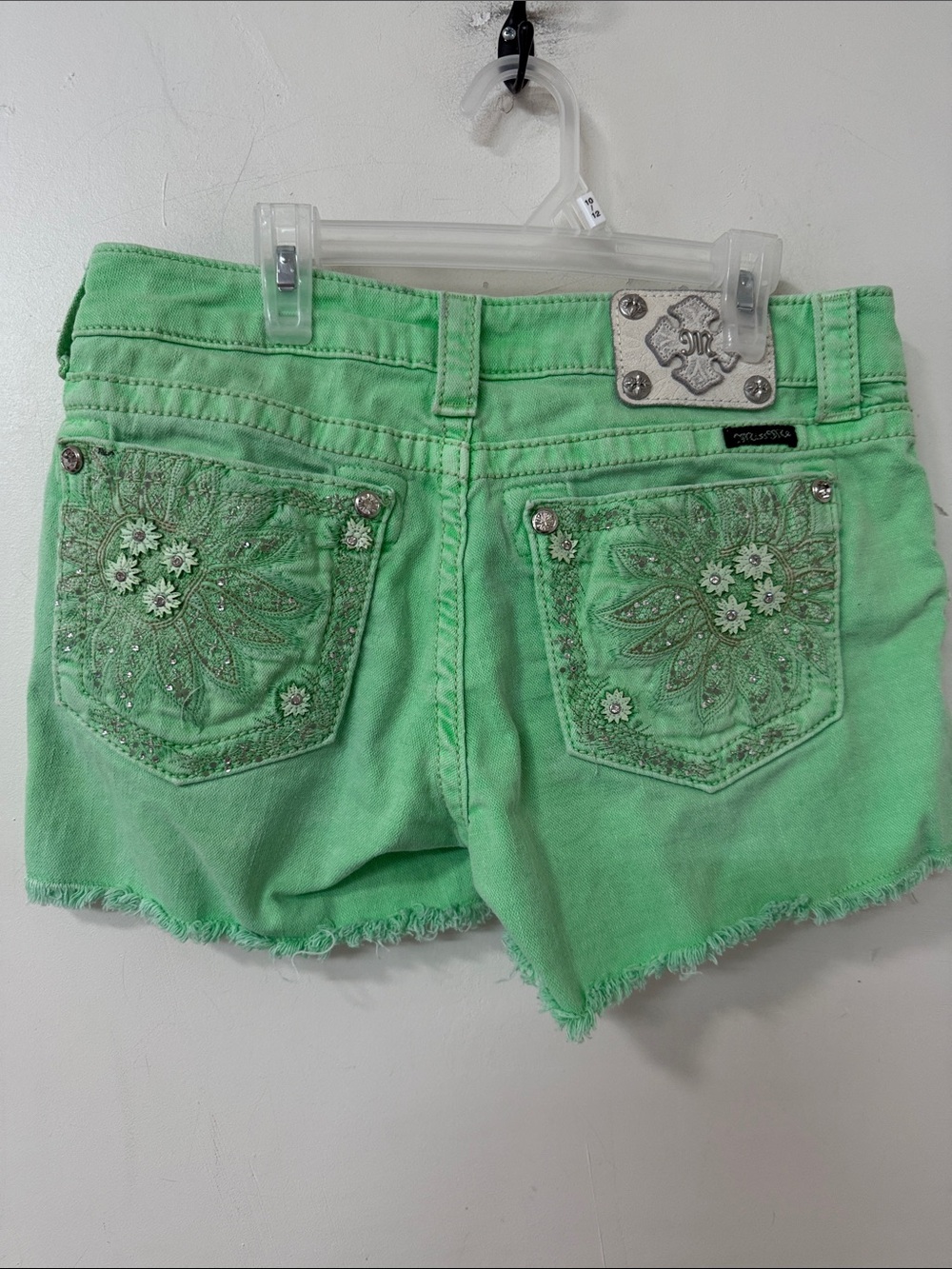 Miss Me Mint Green Denim Cutoff Shorts - Picture 5 of 8